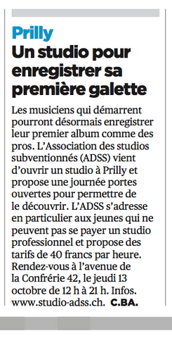 24Heures studio enregistrement lausanne